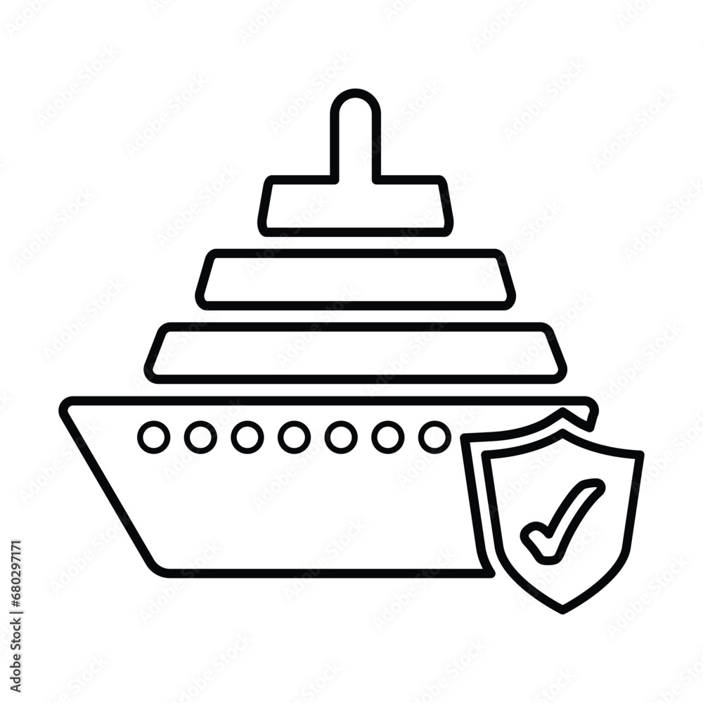Cargo Ship Insurance Icon In Outline Style Cargo Ship Insurance Icon In Outline Style
