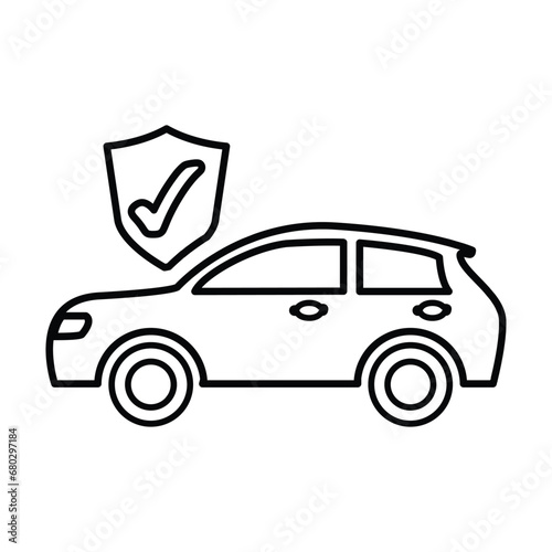 Auto Insurance Icon In Outline Style