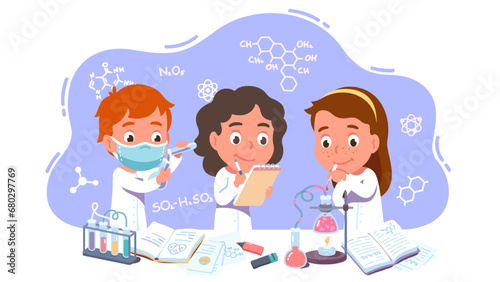 Scientist virologist man, women developing vaccine