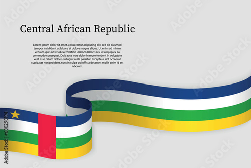 Ribbon flag of Central African Republic. Celebration background