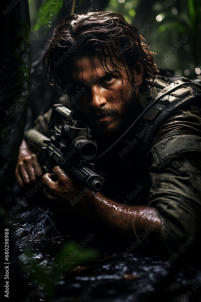 Soldados en la jungla o en un bosque