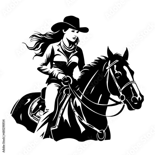 Adventurous Cowgirl Vector Illustration