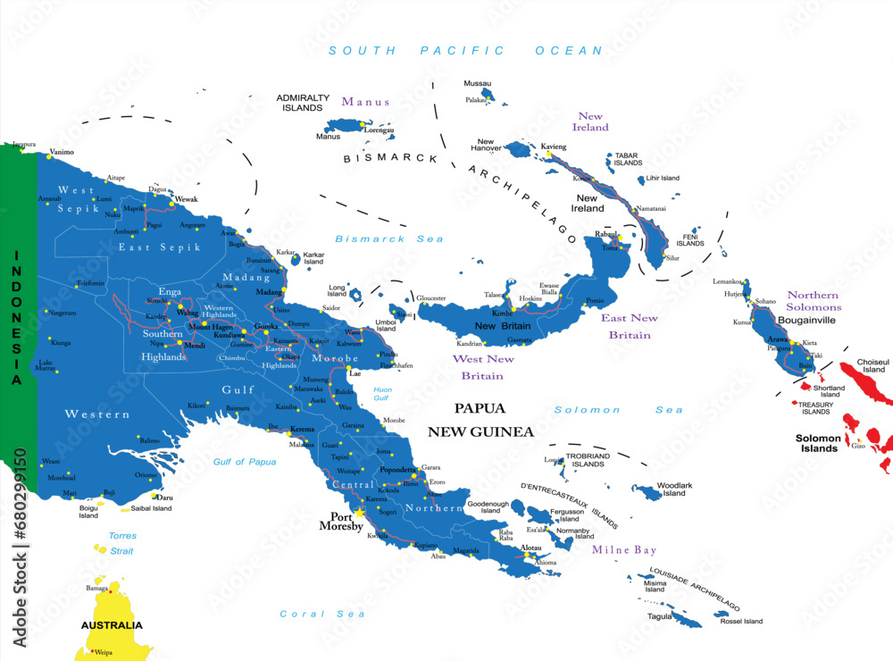 Obraz premium Papua New Guinea political map