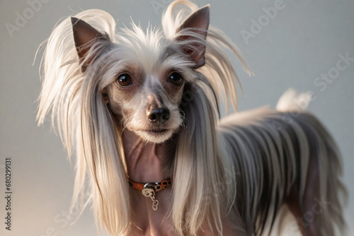 Portrait of a funny Chinese Crested. A wonderful pet.