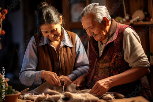 Happy senior man buying textile at the market. Customer buying on the market. Farm, organic shopping, Generative AI concept.
