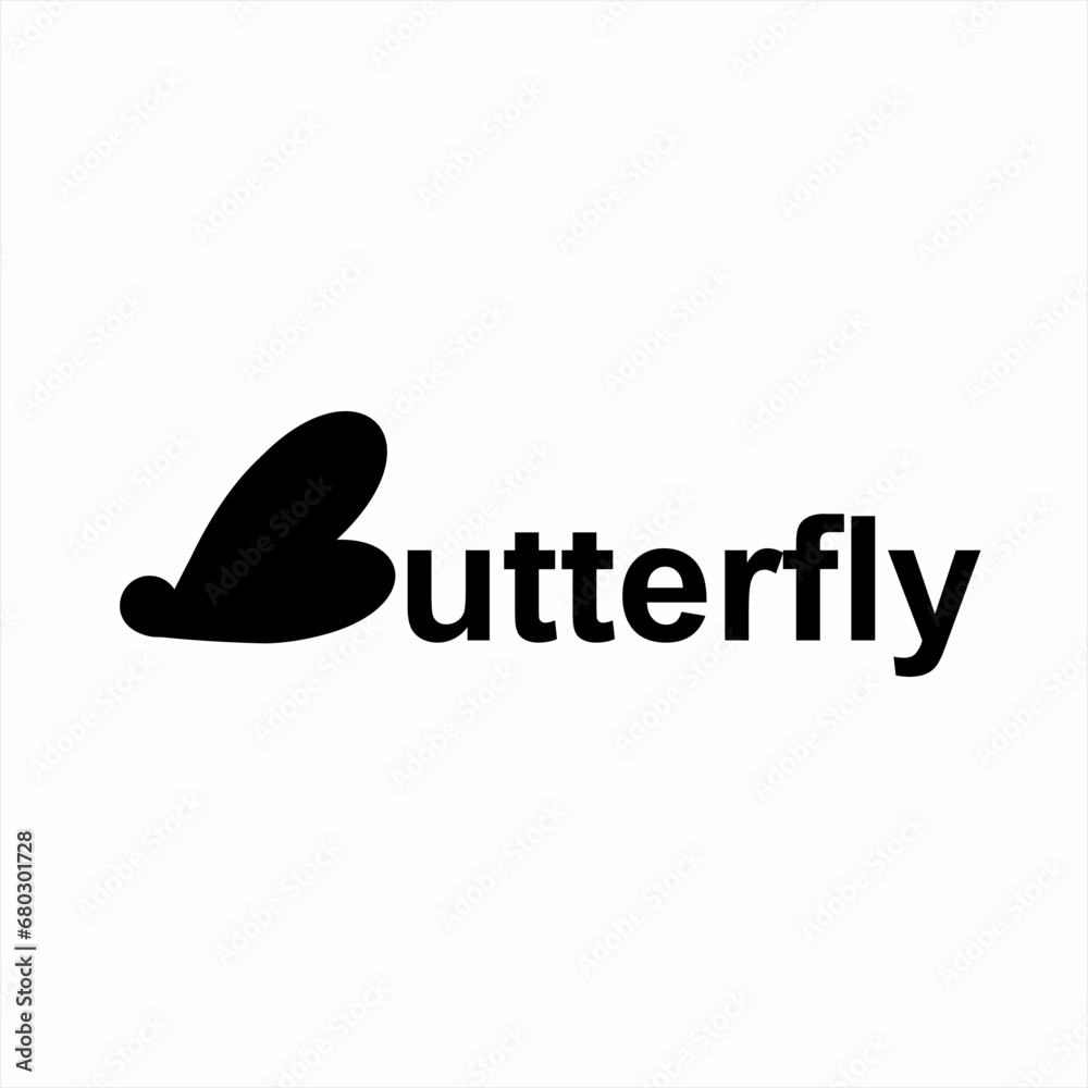 Design the word "Butterfly" with a butterfly logo on the letter B ...