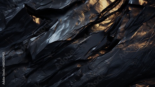 Obsidian Mystery: A close-up of obsidian, capturing its deep black color and glassy texture.