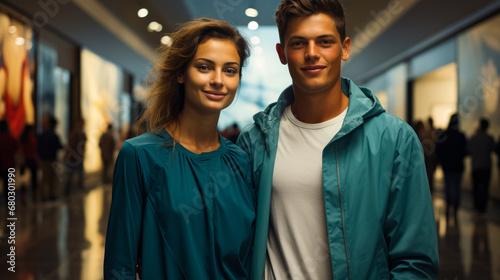 A Serene Moment: A Man and a Woman Standing Together in Harmony. A man and a woman standing next to each other