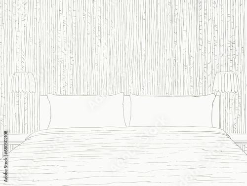 A Bed With Pillows In A Room - modern hotel room iterieur