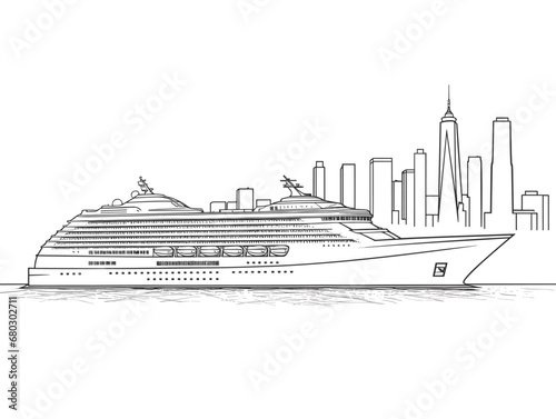 A Ship In The Water - Modern cruise tourist ship in New York City