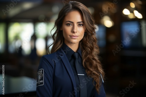 A woman security or law enforcement officer. Concept of top in demand profession. Portrait