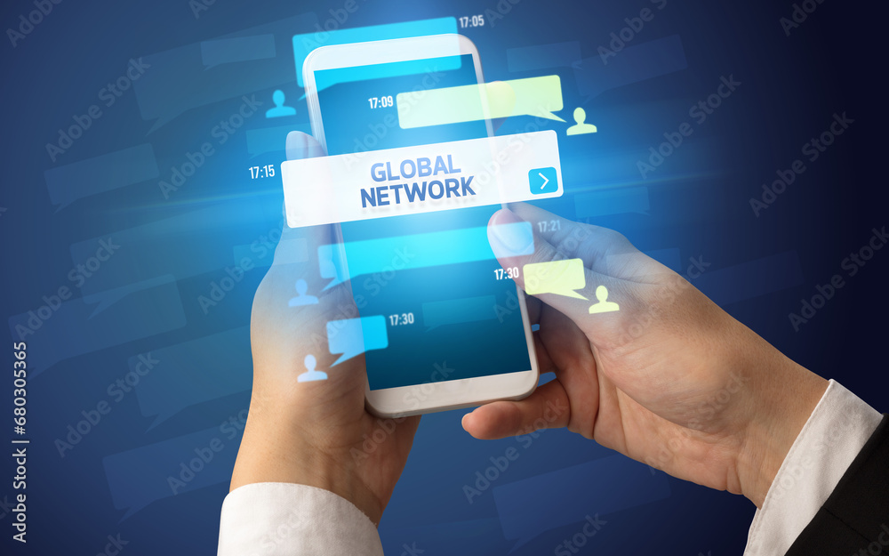 Hand using smartphone with social media concept Hand using smartphone with social media concept