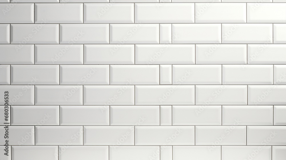 Subway Tiles: A close-up of classic white subway tiles in a bathroom, known for their timeless appeal. Subway Tiles: A close-up of classic white subway tiles in a bathroom, known for their timeless appeal.
