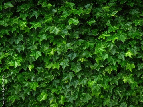 Lush Green Wall of Hedera Helix or Creeper Foliage, Ivy Carpet, Beautiful Natural Background, Leaf Pattern