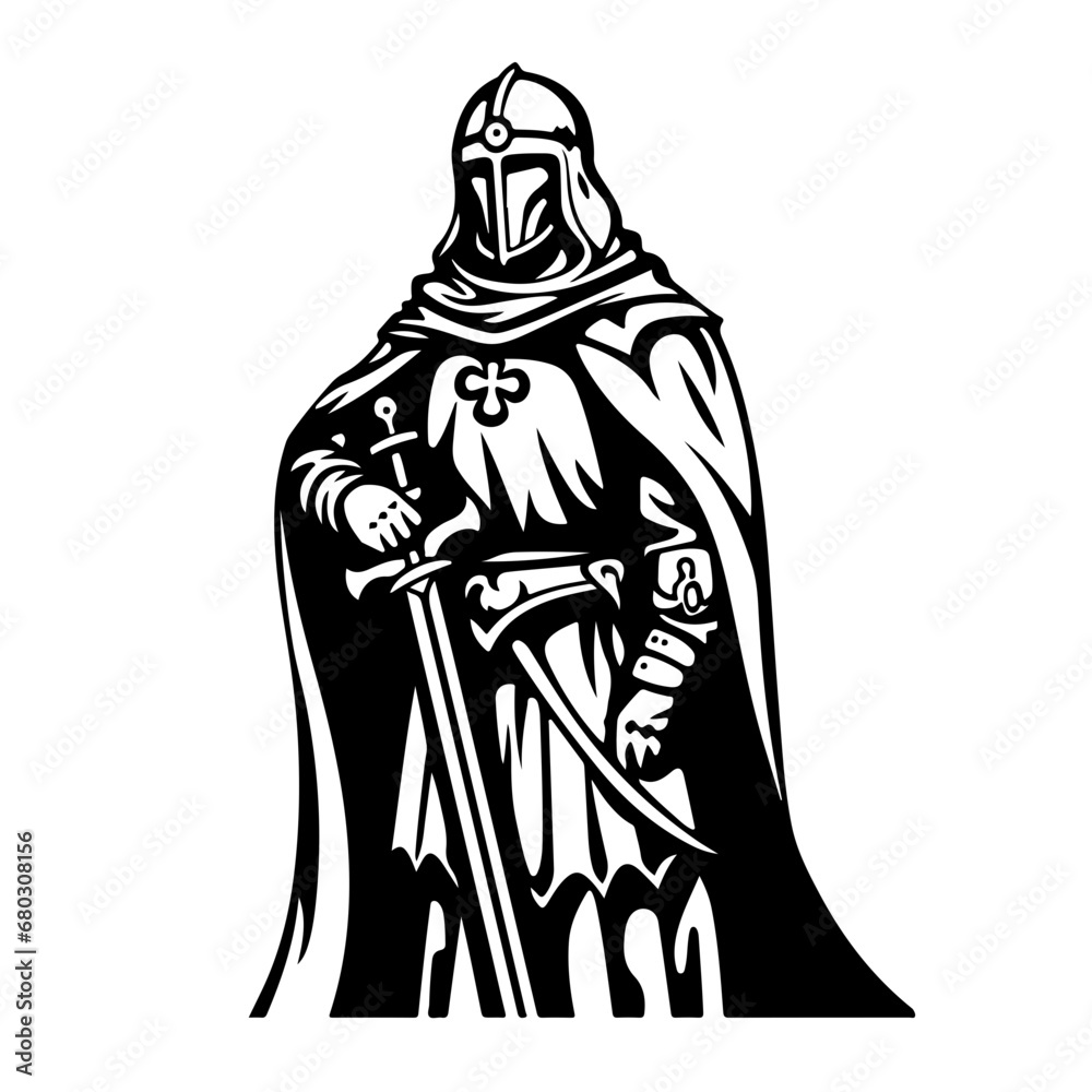 Valiant Crusader Knight Vector Illustration Stock Vector | Adobe Stock