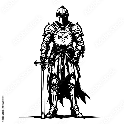 Valiant Crusader Knight Vector Illustration