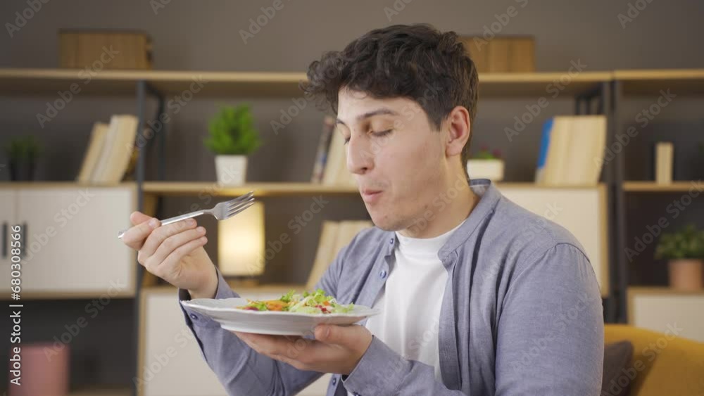 Eating green salad with pleasure. Eating green salad with pleasure.