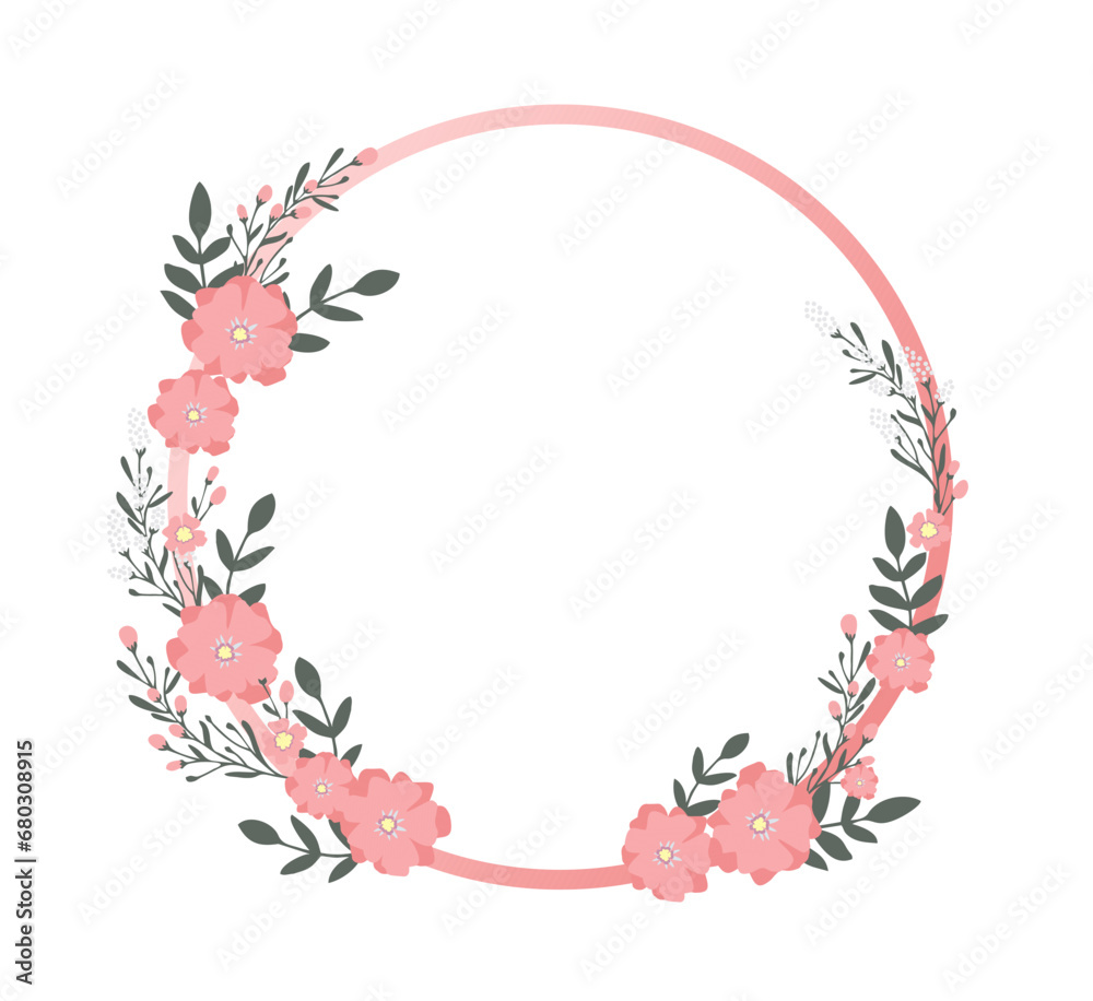 Fototapeta premium Spring flower frame for wedding invitation card background