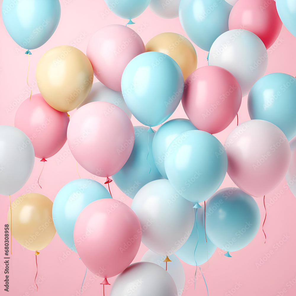 Creative fun concept of colorful helium balloons