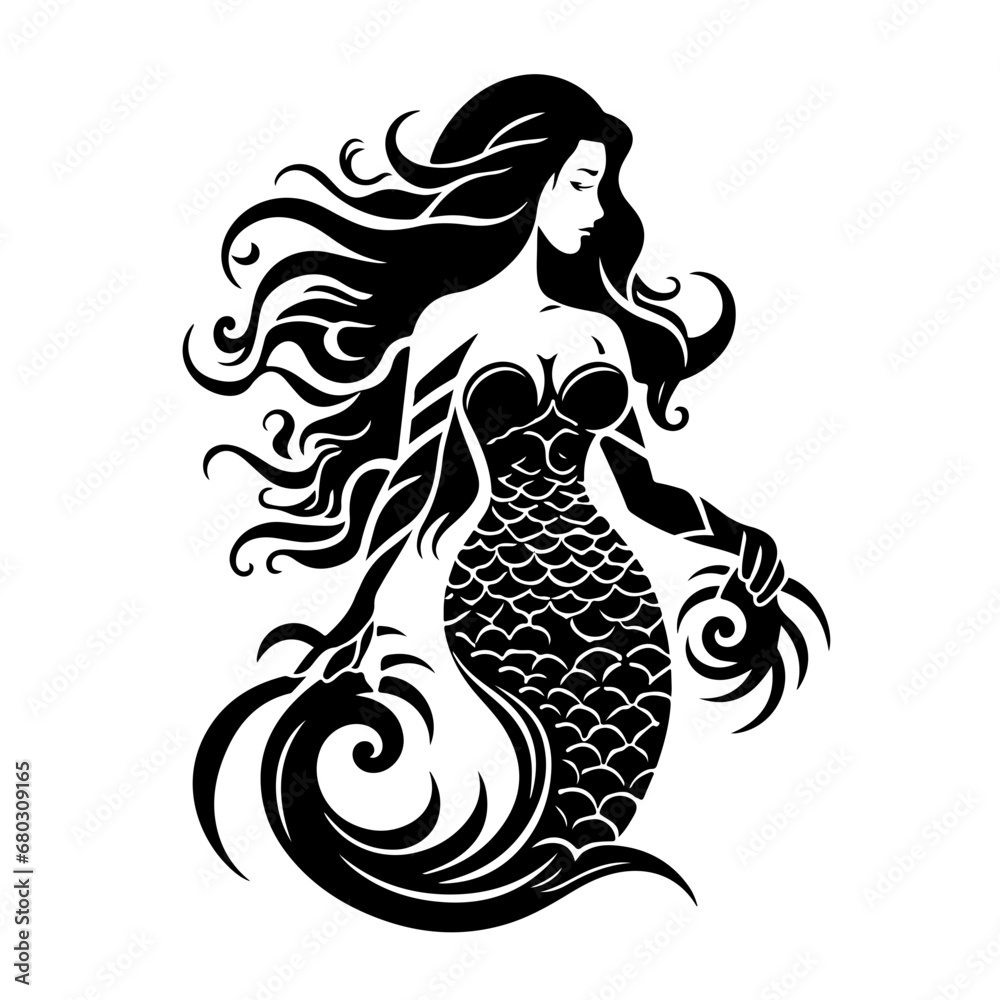 Ethereal Mermaid Vector Illustration