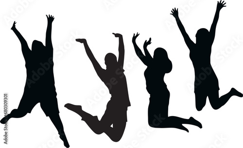 jumping people silhouettes