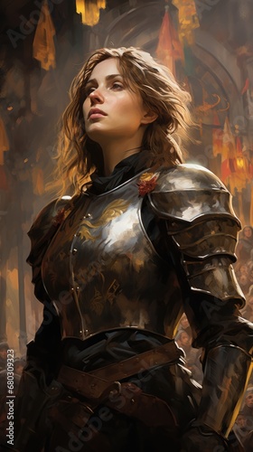 Joan of Arc. The Maid of Orleans is a national heroine of France, one of the commanders of French troops in the Hundred Years' War photo