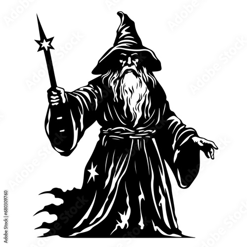 Wise Wizard Fantasy Vector Illustration