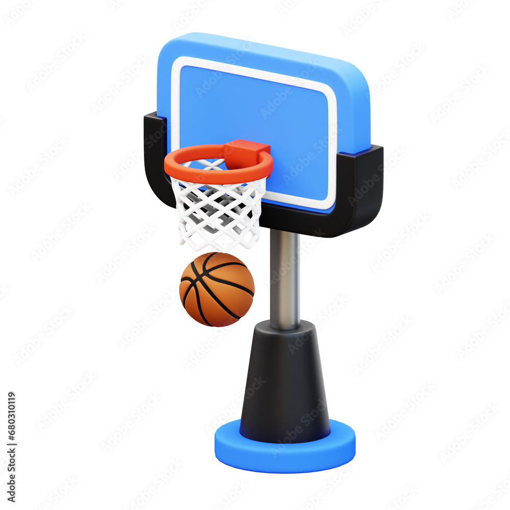 Basketball Hoop and Ball 3D Illustration