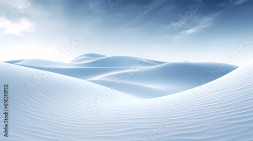 ice cold frozen snow mountain dune landscape background. abstract white blue snow desert scene illustration. arctic winter season snowfall concept. - generative ai photo