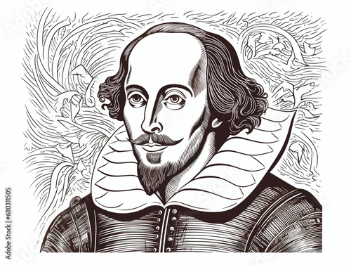 A Drawing Of A Man - Stylized illustration of William Shakespeare.