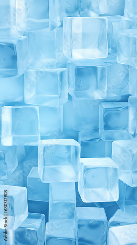 Blue ice cubes background close up 