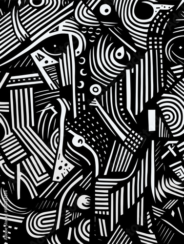 Wallpaper Mural A Black And White Pattern - abstract lines and shapes Torontodigital.ca