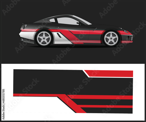 Vehicle wrap design vector Graphic abstract stripe racing background kit designs for wrap race car  rally  and adventures