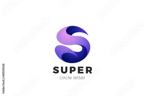 Letter S Logo Circle Sphere Shape Design Vector template 3D style. photo