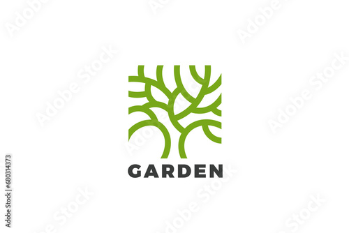 Square Tree Logo Abstract Design Luxury Wellness Style Vector template.