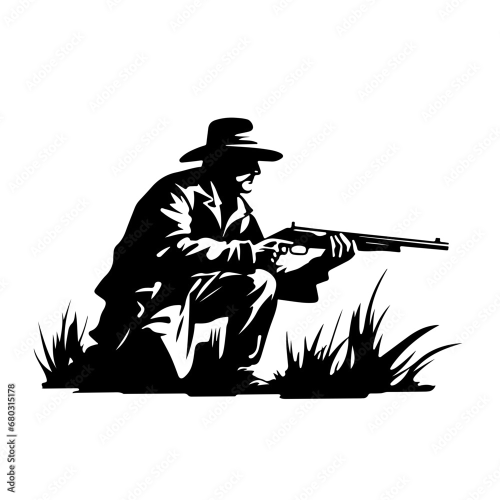 Hunter in Nature Vector Illustration Hunter in Nature Vector Illustration