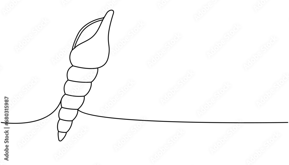 Mollusc one line continuous drawing. Tropical underwater shell continuous one line illustration. Vector minimalist linear illustration. Mollusc one line continuous drawing. Tropical underwater shell continuous one line illustration. Vector minimalist linear illustration.