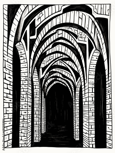 A Black And White Drawing Of A Stone Archway - Rustic Arches Poster black marker style drawing woodc b773264e-6fc8-4b01-9eb3-21d5b9471c70 0 photo