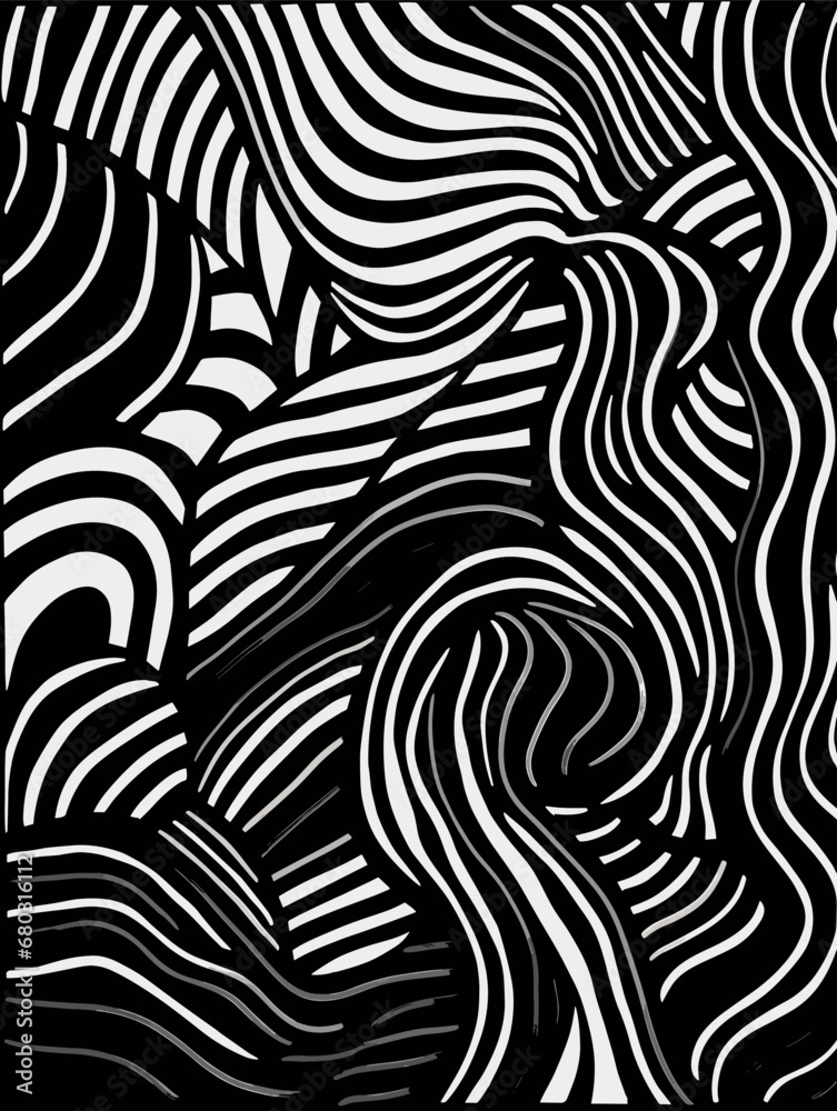 A Black And White Striped Pattern - Simplicity Poster