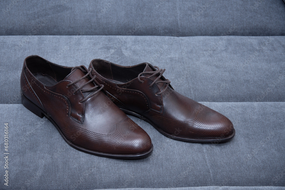 brown  shoes on the wedding day