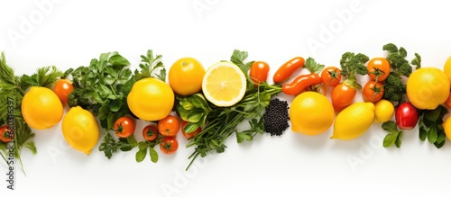 The texture of the food, isolated in a white background, represents a harmonious blend between nature and health, highlighting the cooking techniques, agriculture practices, and the freshness of