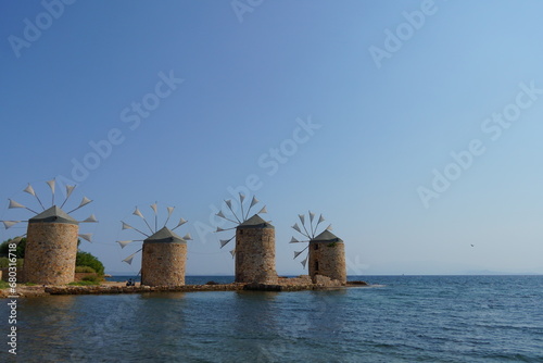 windmill on the coast of Chios
 island photo
