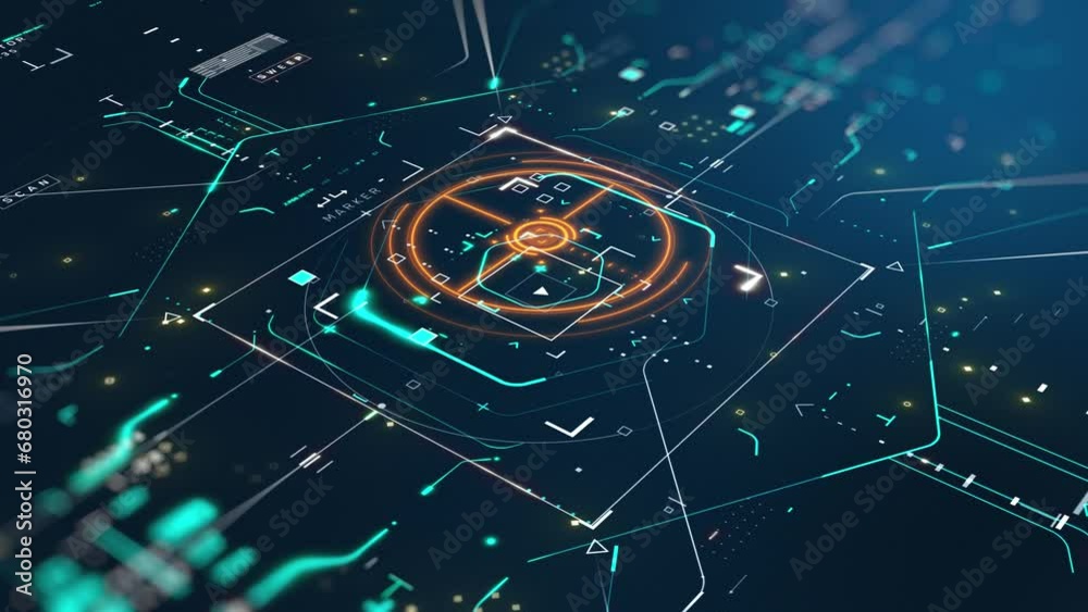 sci-fi futuristic advanced technology background 4k animation, animated hud screen
