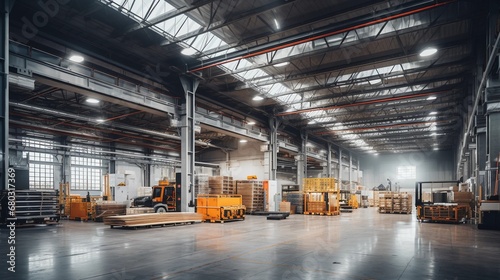 A large transhipment warehouse, interior with parcels for shipping, transport infrastructure photo