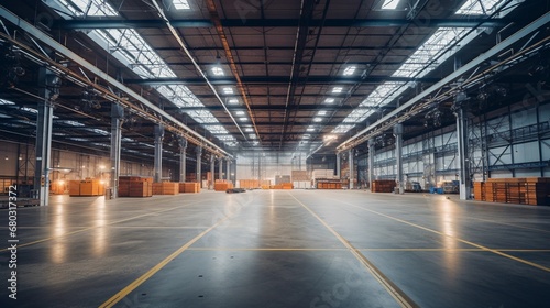 The interior of a modern warehouse, storing boxes and parcels for further transport