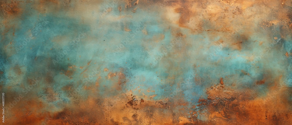 Rustic Copper Patina texture background,Old grunge rusty metal texture.
