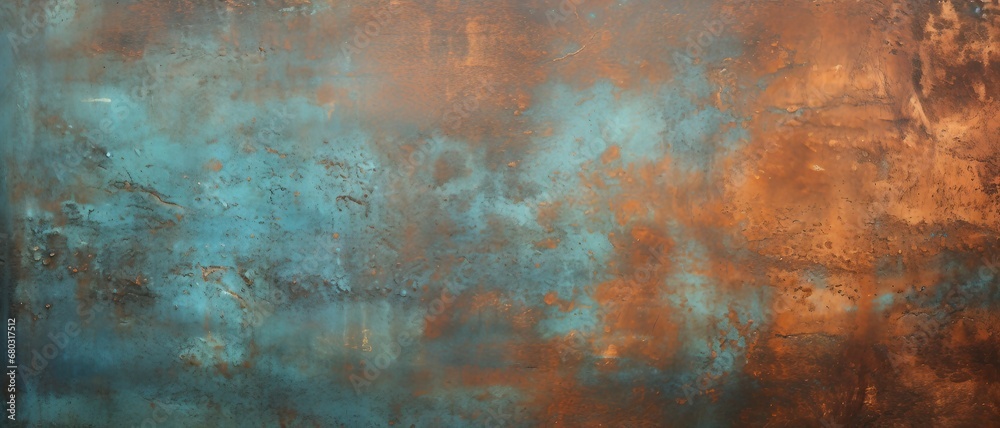 Rustic Copper Patina texture background,Old grunge rusty metal texture.

