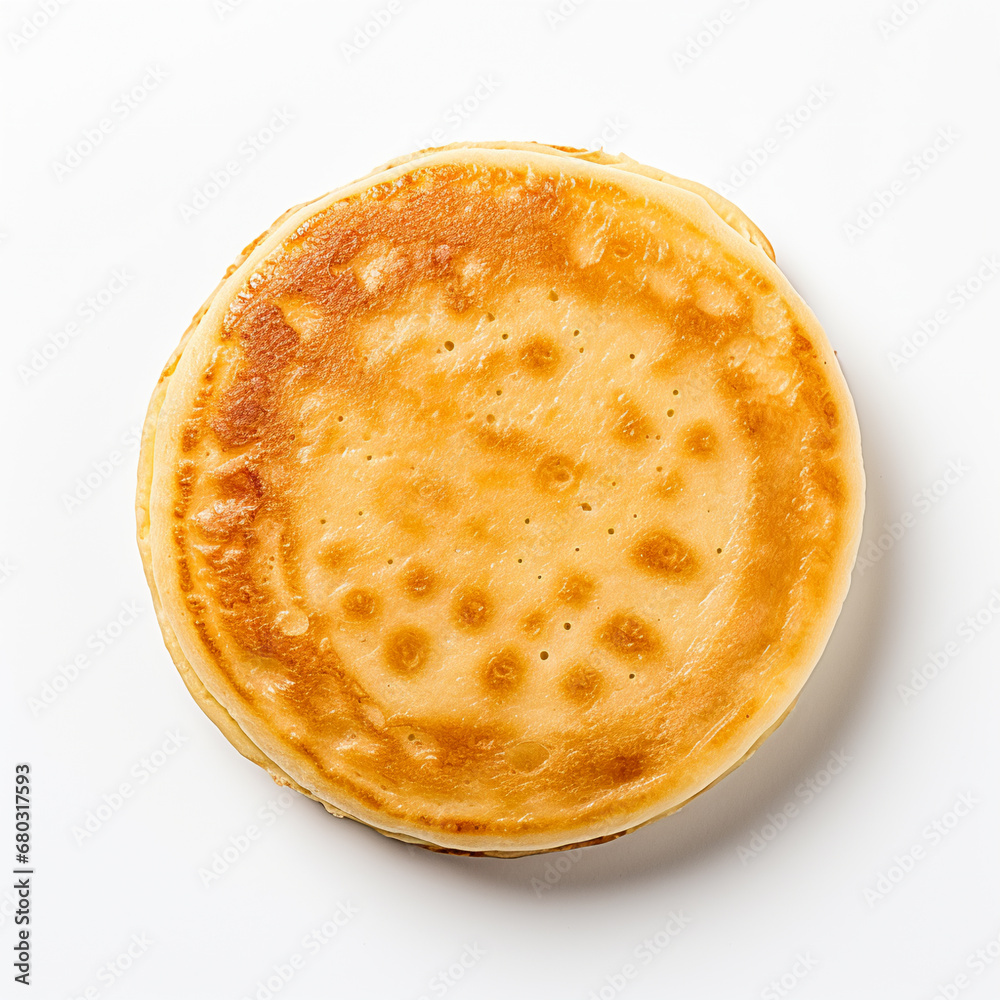 crumpet isolated on white background, AI Generative. crumpet isolated on white background, AI Generative.