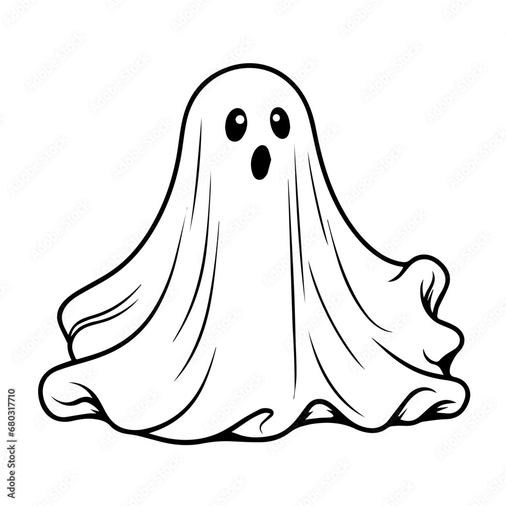 Adorable Cute Ghost Vector Illustration