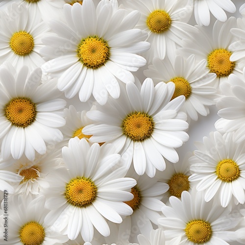 Gorgeous top view of blooming white daisy flower in full bloom  displaying intricate petals